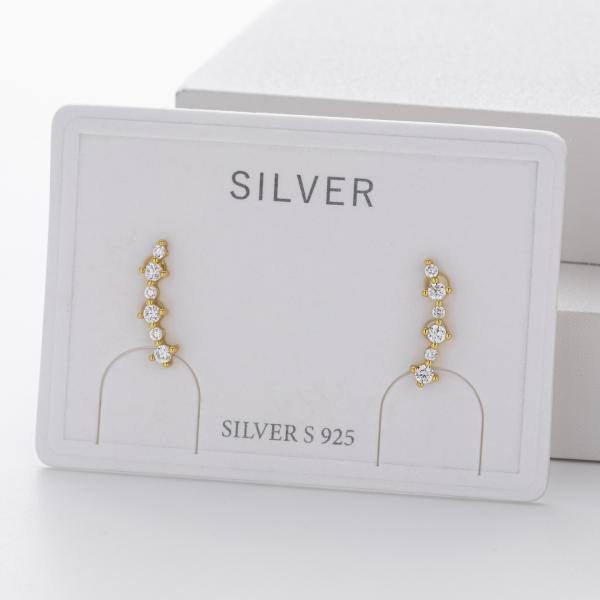 Gold-Plated Cubic Zirconia Climber Earrings