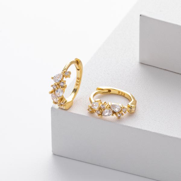 Gold-Plated Cubic Zirconia Huggie Earrings