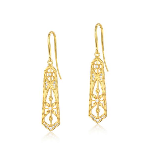 Gold-Finish Geometric Dangle Earrings
