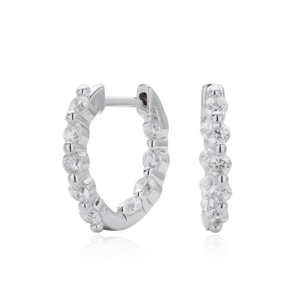 Silver Cubic Zirconia Huggie Earrings