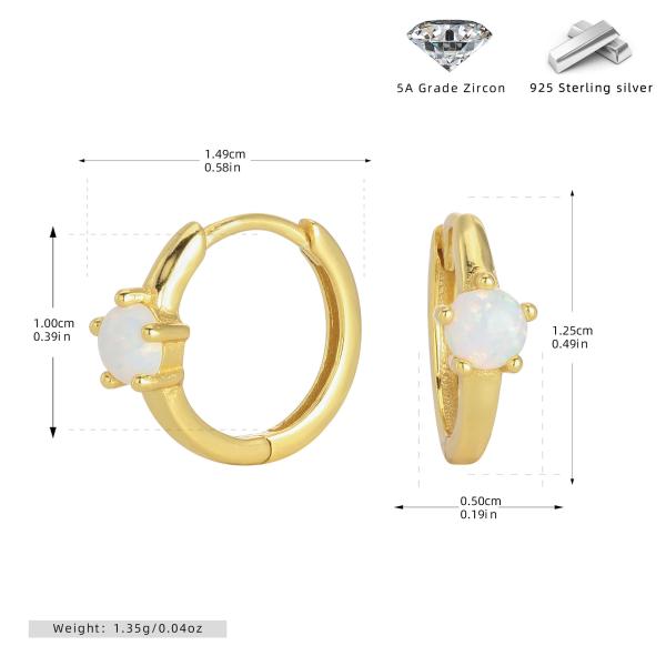 Gold White Opal Huggie Earrings