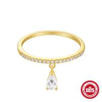 Gold-Plated Pavé Cubic Zirconia Drop Ring