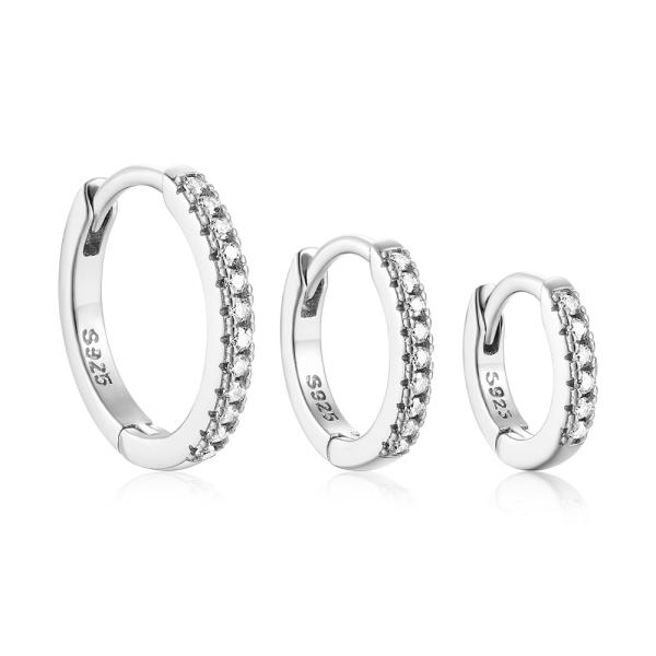 925 Silver Pavé Small Hoop Earrings