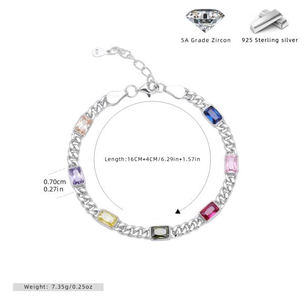 Silver Multicolor Geometric Link Bracelet