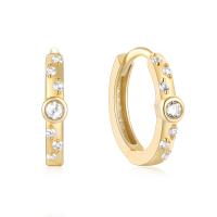 Gold Bezel-Set Cubic Zirconia Huggie Earrings