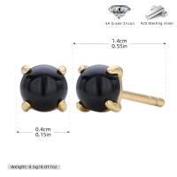 Gold Black Onyx Stud Earrings