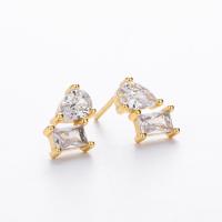 Gold Clear Stone Stud Earrings