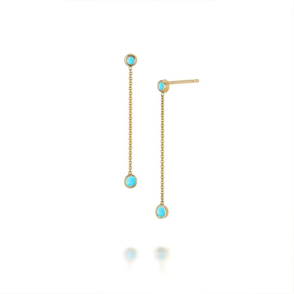 Gold Threader Earrings with Turquoise Stones