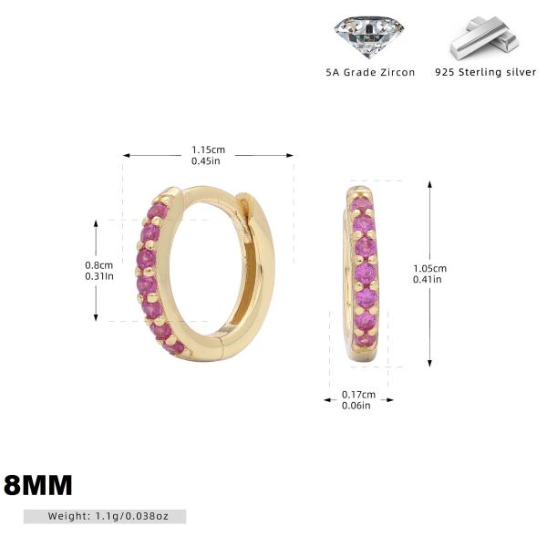Medium Gold Pink Zircon Huggie Earrings