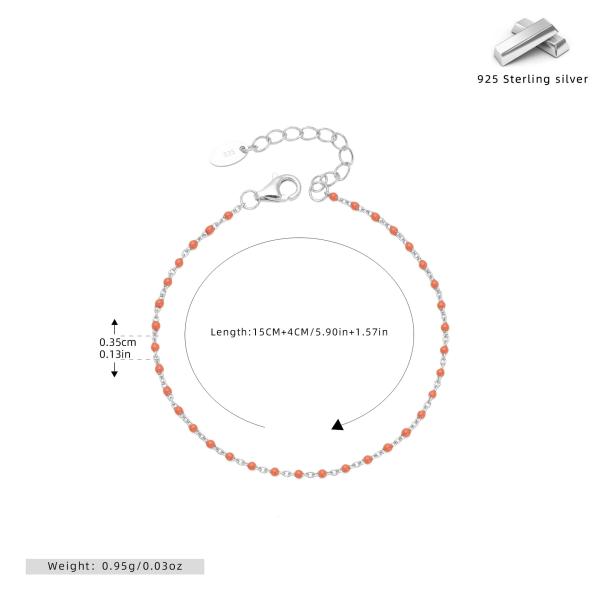 Delicate Silver Chain Bracelet with Orange Accents