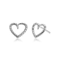 Silver Heart Rope Stud Earrings
