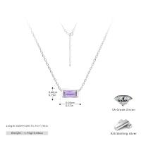 Silver Bezel Zircon Pendant Necklace