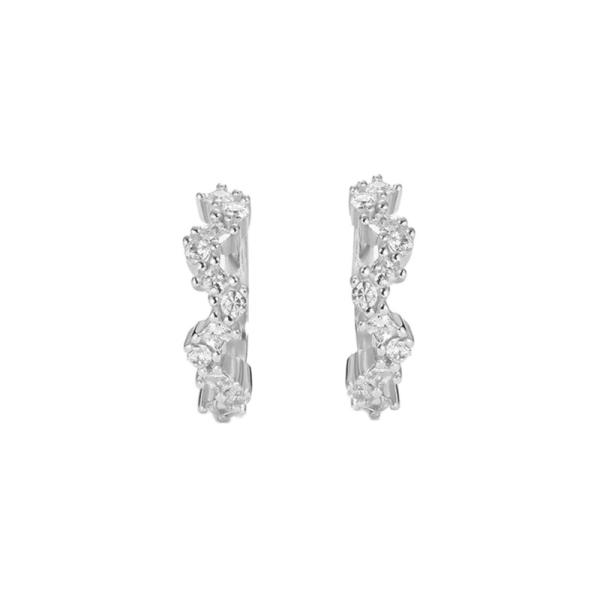 Silver Multi-Stone Huggie Earrings