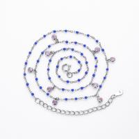 Silver Beaded Crystal Station Necklace