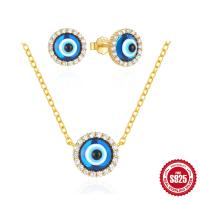 925 Silver Evil Eye Necklace and Stud Earrings Set