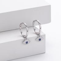 Silver Evil Eye Charm Huggie Earrings