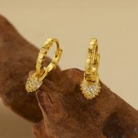 Gold Pavé Heart Charm Huggie Earrings