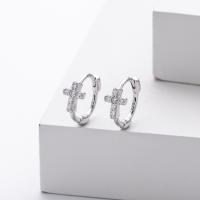 Silver Cross Charm Hoop Earrings