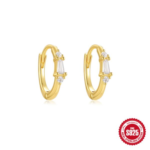 Gold-Plated Cubic Zirconia Huggie Earrings