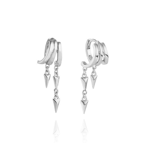 Silver Geometric Dangle Ear Cuffs