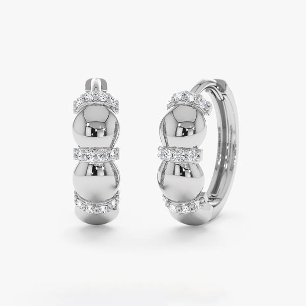 Silver Pavé Cubic Zirconia Hoop Earrings