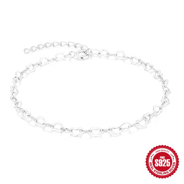 925 Silver Heart Chain Bracelet