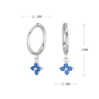 Silver Blue CZ Floral Huggie Earrings