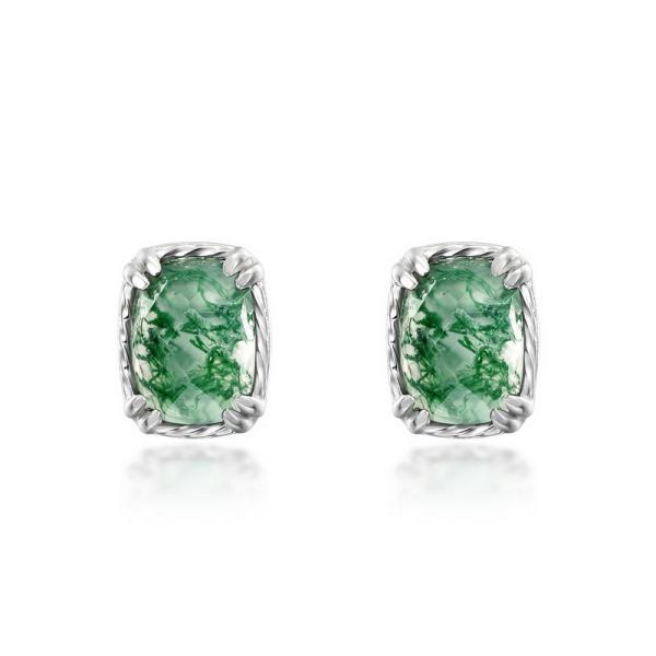Silver Jade Stud Earrings