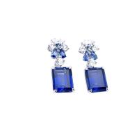 Silver Blue Gemstone Dangle Earrings
