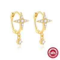 Gold Star Huggie Earrings with Cubic Zirconia