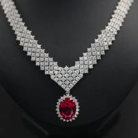 925 Silver Ruby Statement Necklace