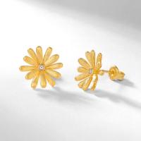 Gold Floral Cubic Zirconia Stud Earrings