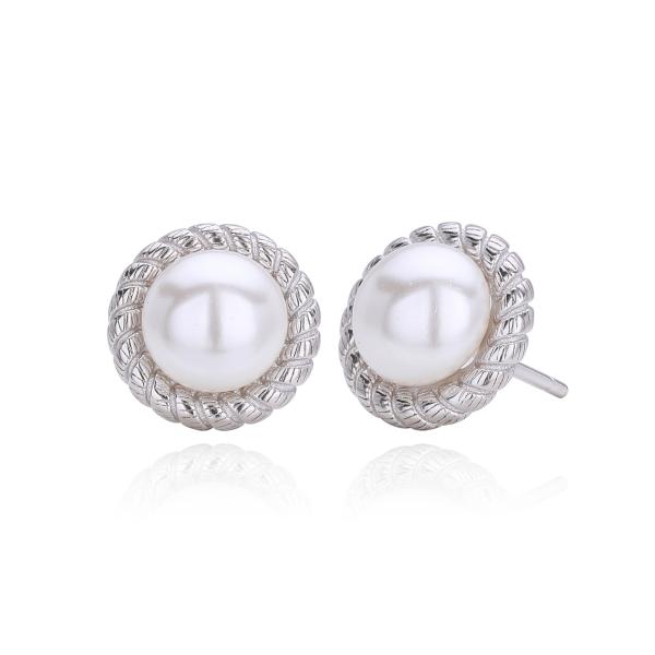 Silver Pearl Stud Earrings