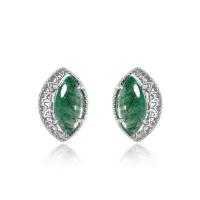 Silver Jade Geometric Stud Earrings