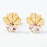 Gold Yellow Floral Stud Earrings