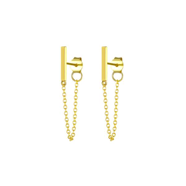Gold-Tone Minimalist Chain Dangle Earrings
