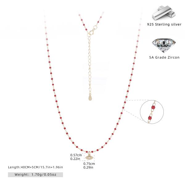 Gold Red Beaded Lariat Necklace
