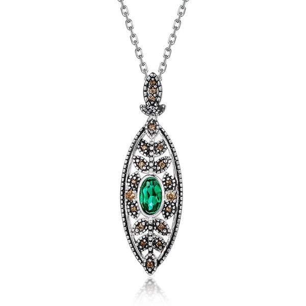 Oxidized Silver Leaf Pendant Necklace