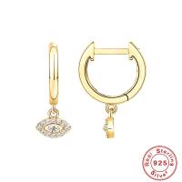 Gold-Tone Evil Eye Charm Huggie Hoop Earrings