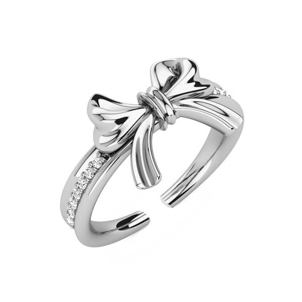 Silver Bow Pavé Band Ring