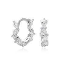 Silver Prong-Set Cubic Zirconia Huggie Earrings