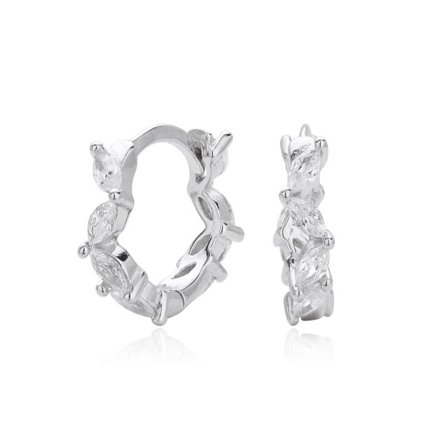 Silver Prong-Set Cubic Zirconia Huggie Earrings