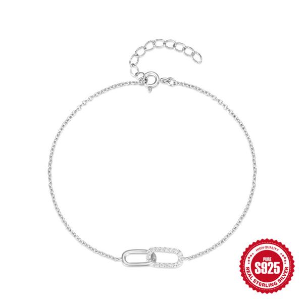 Sterling Silver Pavé Link Adjustable Bracelet