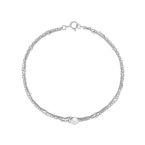 925 Silver Freshwater Pearl Chain Bracelet