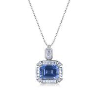Silver Blue Sapphire Pendant Necklace