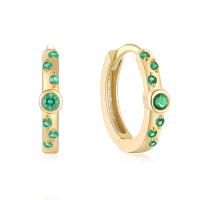 Gold-Tone Green Stone Huggie Earrings