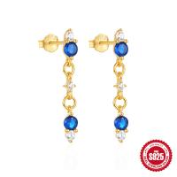 Sterling Silver Blue Stone Dangle Earrings
