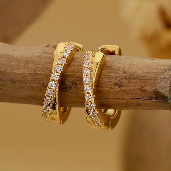 Gold Pavé Huggie Earrings