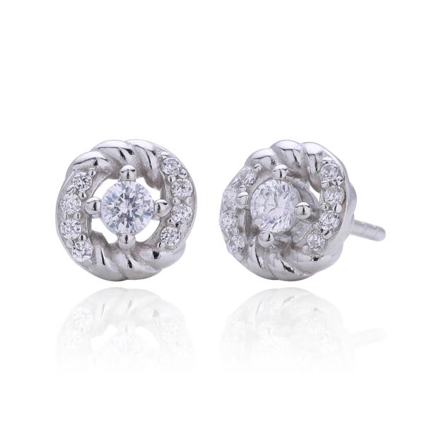 Silver Twist Design Stud Earrings