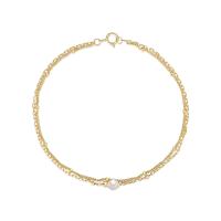 Gold Chain Bracelet with Pearl Accent